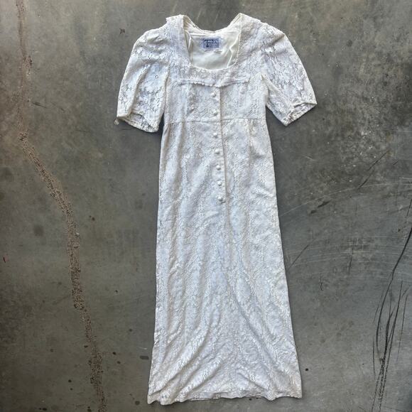 Vintage Trivia by Charm of Hollywood Dress Women's White Maxi Lace - No Size Tag - Picture 1 of 14